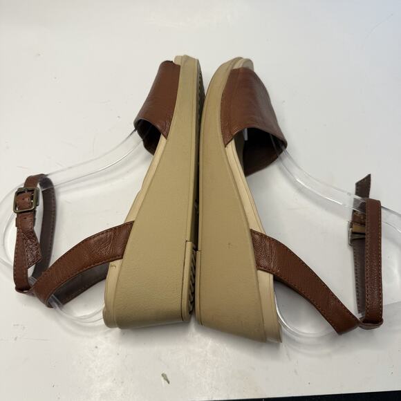 Crocs Womens Leigh Ann Sandal Size 8 Brown Leather Wedge Heel Ankle Strap Casual - Picture 11 of 13